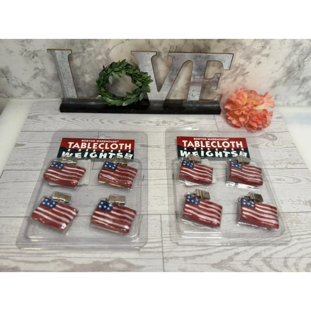 2001‎ Lot 2 Boston Warehouse Tablecloth Weights American Flag Patriotic July 4TH